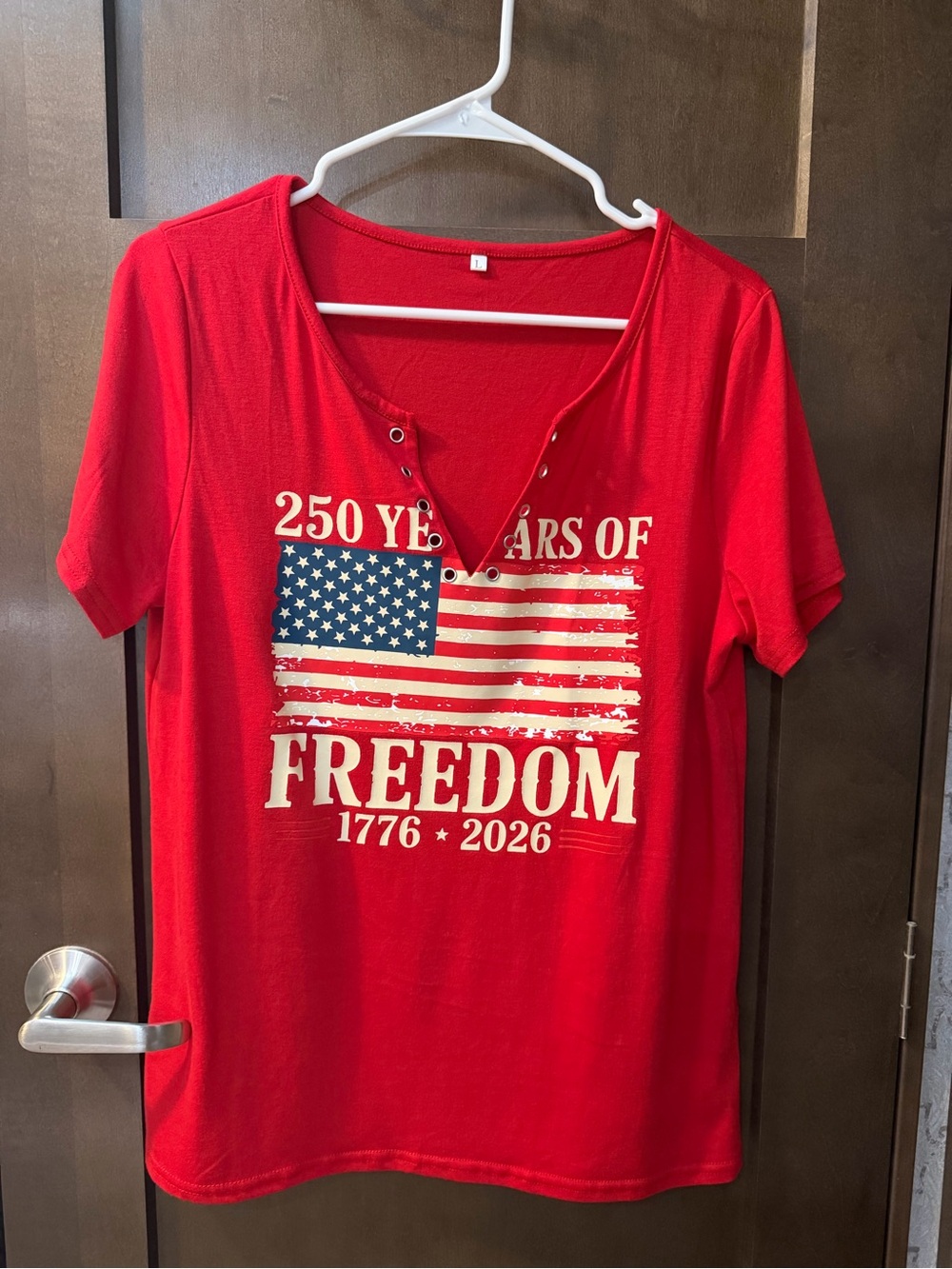 Red 'Freedom 1776-2026' American Flag Tee